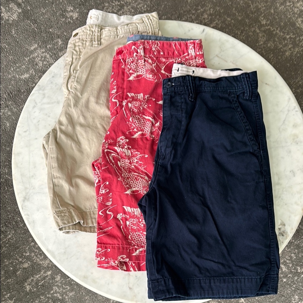 Set of Three Ralph Lauren Polo Men's Shorts - Tan, Red, and Navy